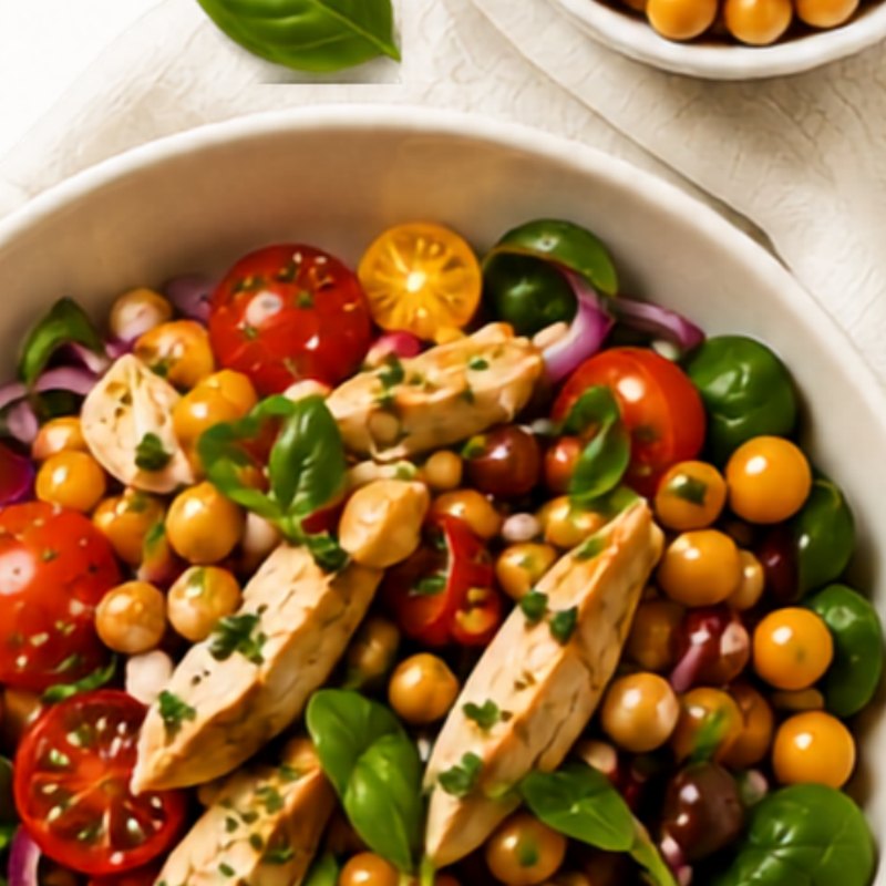 Salada de tomate com cavala e grão